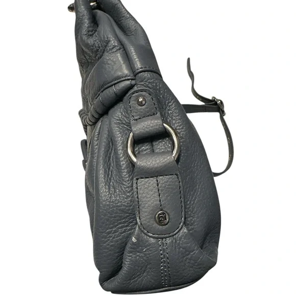 Stone Mountain Elegant periwinkle Blue Leather Shoulder Bag - Picture 3 of 6